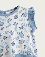 Baby Romper Cat - Cotton - Blue