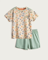 Pijama Corto Infantil Niño Travel - Algodón - Amarillo