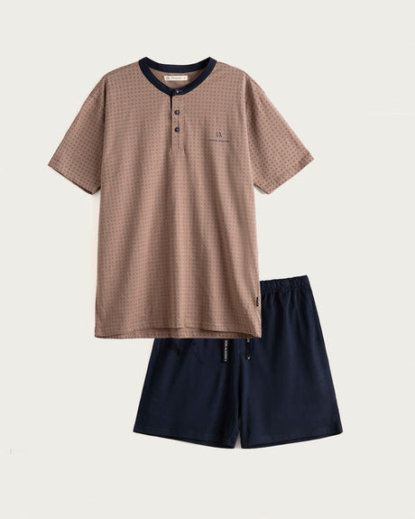 Pijama Corto Hombre Sunset - Algodón - Marrón