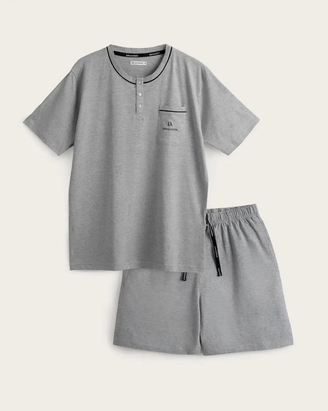 Men's Short Pajamas Calm - Cotton - Gray