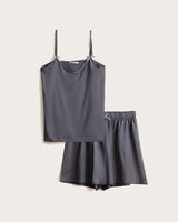 Pijama Corto Mujer Tirantes - Satén - Morado