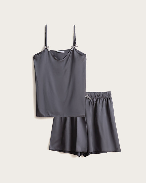 Pijama Corto Mujer Tirantes - Satén - Morado