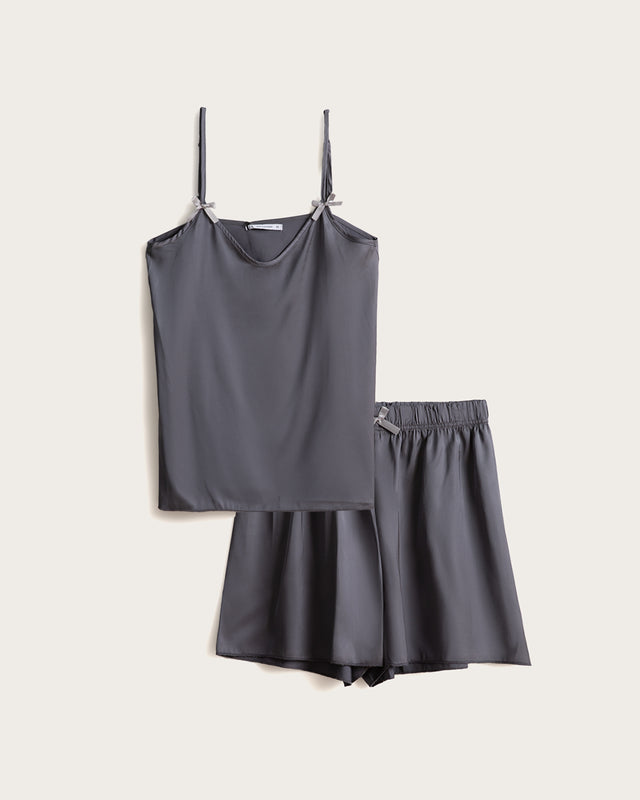 Pijama Corto Mujer Tirantes - Satén - Morado