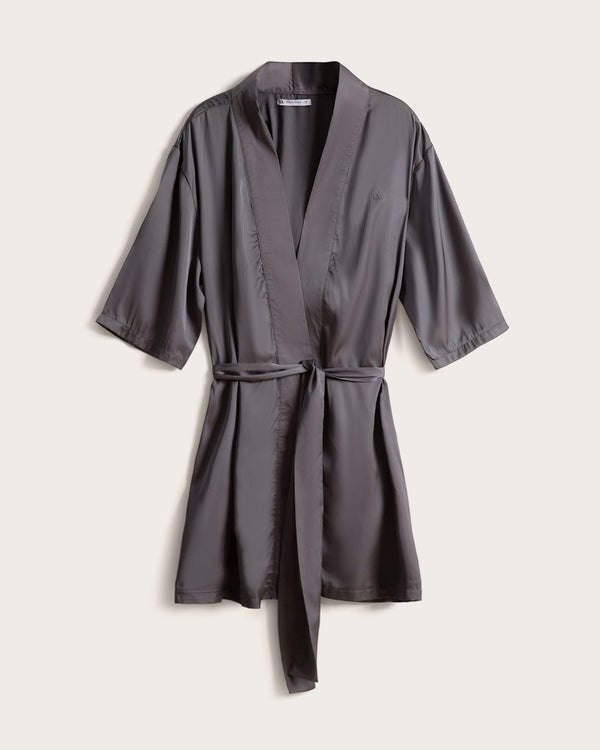 Bata Corta Mujer - Satén - Gris