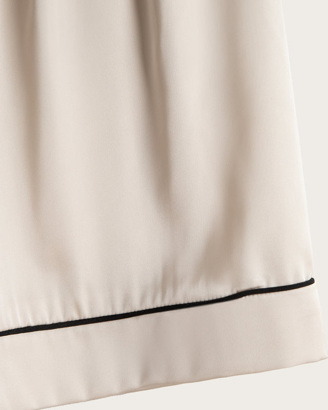 Pijama Corto Mujer Botones - Satén - Beige