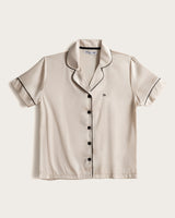 Pijama Corto Mujer Botones - Satén - Beige