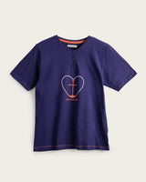 Women's Short Pajamas Heart - Cotton - Navy Blue