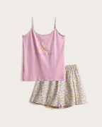 Pijama Tirantes Mujer Flores - Algodón - Rosa