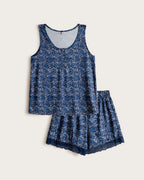 Pijama Tirantes Mujer Pétalos - Azul