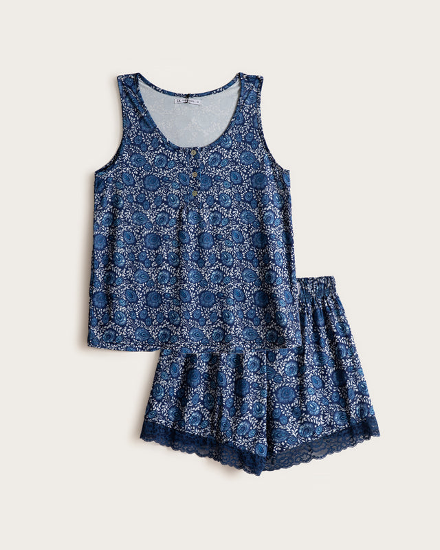 Pijama Tirantes Mujer Pétalos - Azul