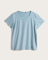 Pijama Corto Mujer Puntilla - Azul Bebé