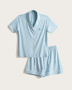 Pijama Corto Mujer Botones - Azul Bebé