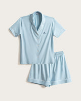 Pijama Corto Mujer Botones - Azul Bebé