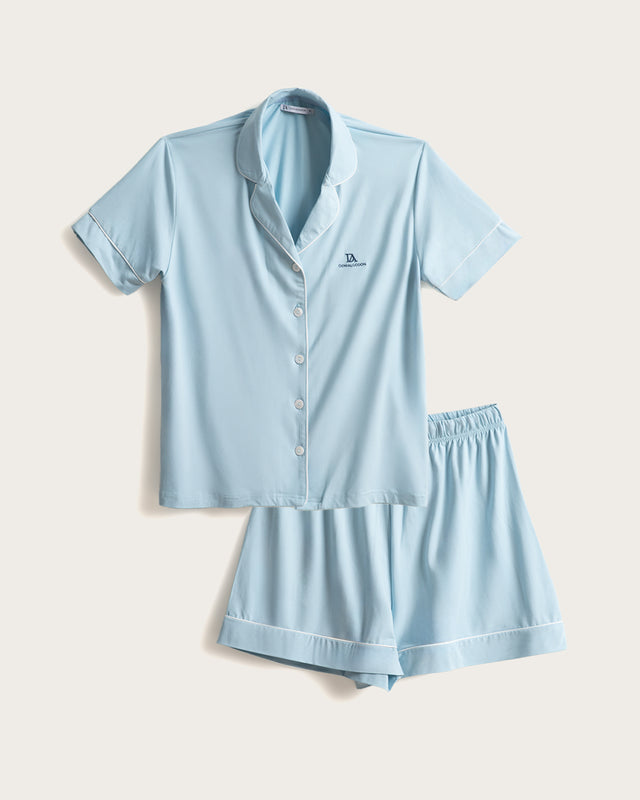 Pijama Corto Mujer Botones - Azul Bebé