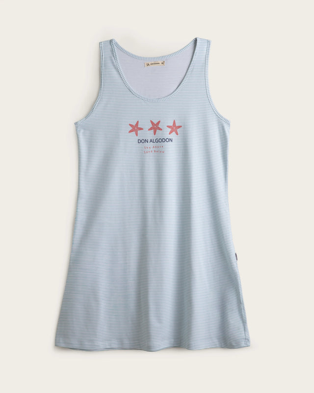 Women's Star Print Nightgown - Cotton - Gray