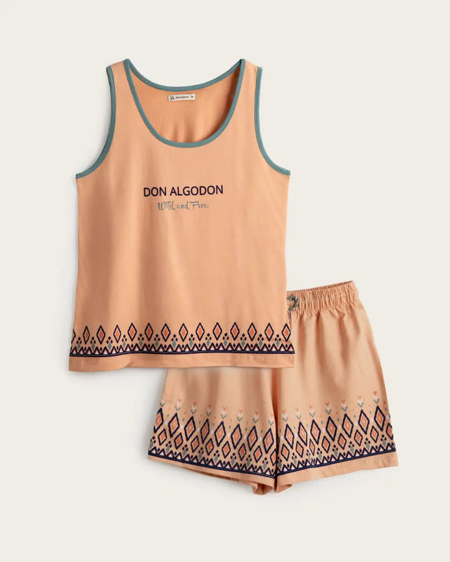 Women's Wild Strap Pajamas - Cotton - Orange
