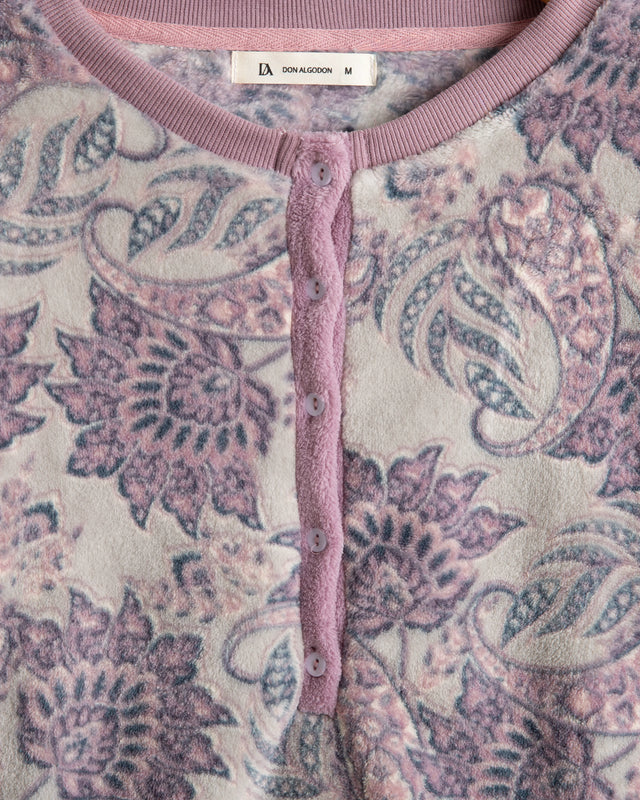 Pijama Largo Mujer Paisley - Rosa Empolvado