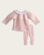 Conjunto Punto Bordado - Maquillaje/Blanco