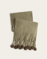 Bufanda con Pompones - Verde Oliva
