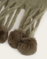 Bufanda con Pompones - Verde Oliva