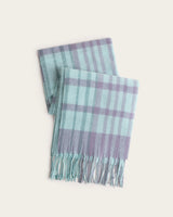 Bufanda de Cuadros con Flecos - Azul Pastel