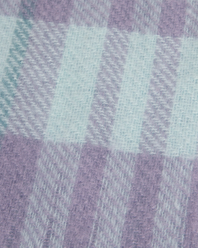 Bufanda de Cuadros con Flecos - Azul Pastel
