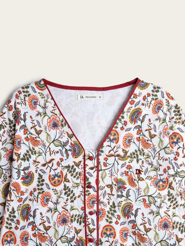 Pijama Largo Mujer Cachemire - Rojo carmesí