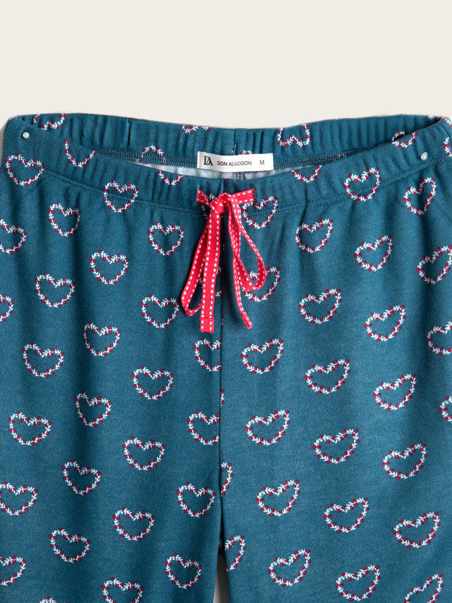 Pijama Largo Mujer Heart - Azul Pizarra