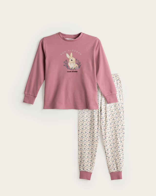 Pijama Largo Niña Koni - Rosa