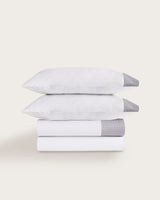Juego de Sábanas Veria - Algodón 200 hilos - Blanco/Gris