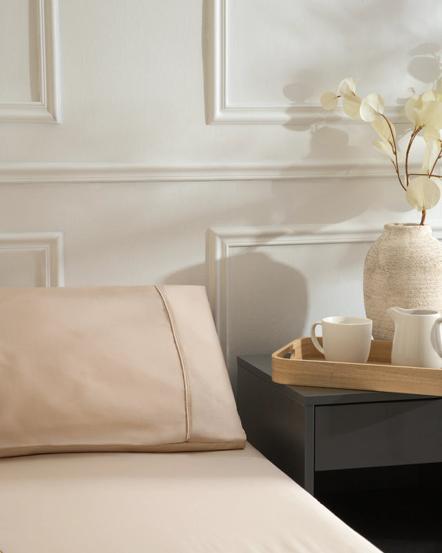 Funda de Almohada Satén Elba - 300 Hilos - Beige