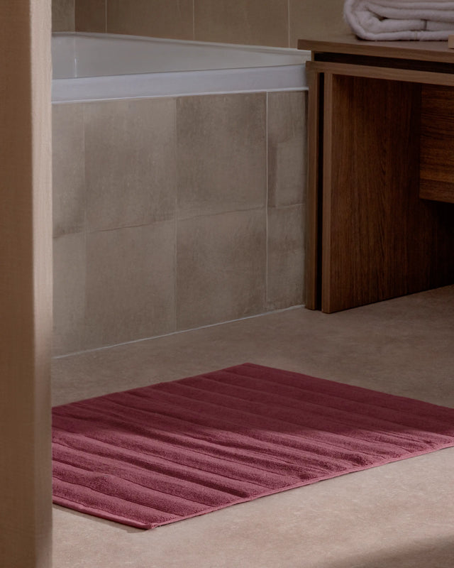 Tapis de bain Ribs - Coton 1000 g/m² - Bordeaux