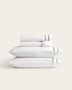 Juego de Sábanas Deva - Algodón 200 hilos - Blanco/Azulón