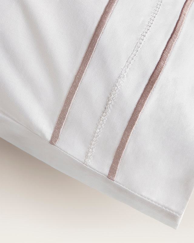 Juego de Sábanas Deva - Algodón 200 hilos - Blanco/Beige