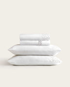 Juego de Sábanas Juno - Algodón 200 hilos - Blanco/Gris
