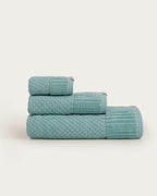 Juego de Toallas Jacquard Daphne - Algodón 500 g/m² - Aguamarina