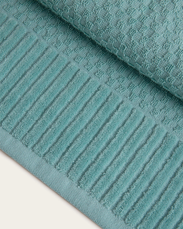 Juego de Toallas Jacquard Daphne - Algodón 500 g/m² - Aguamarina