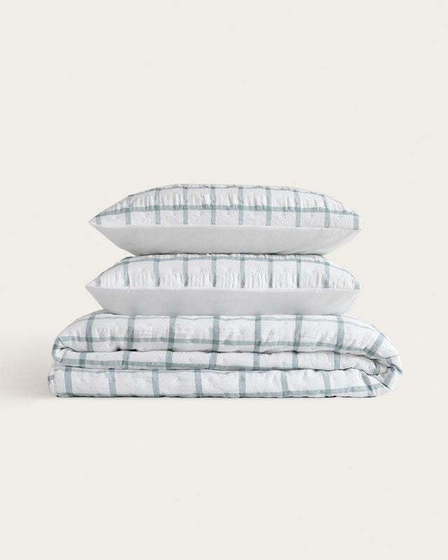 Colcha Hilo Tintado Noa - 100 g/m² - Aguamarina