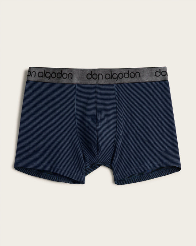 Caleçon boxer imprimé rayé - Coton - Vert/Marine