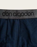 Caleçon boxer imprimé rayé - Coton - Vert/Marine