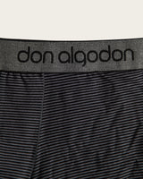 Caleçon Boxer Imprimé Rayures - Coton - Marine/Noir