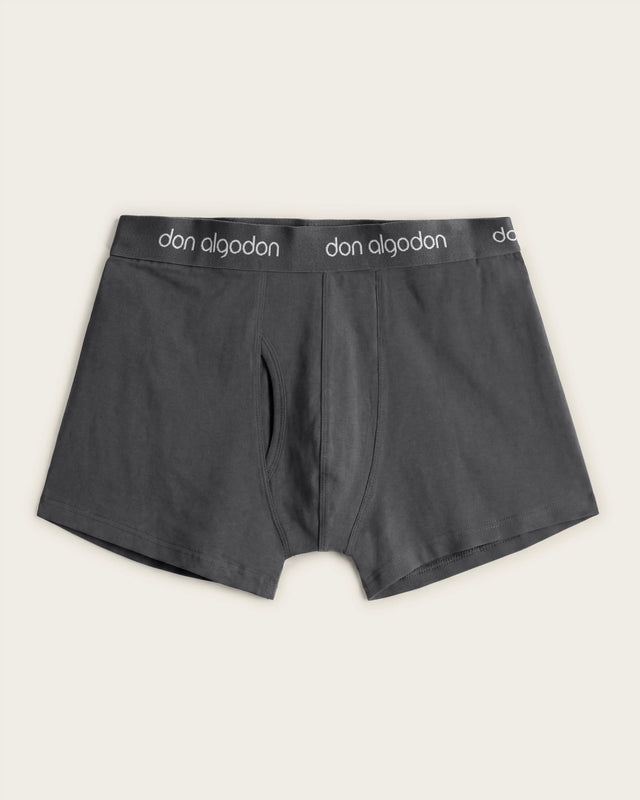 Caleçon boxer basique - Coton - Gris foncé/Vert
