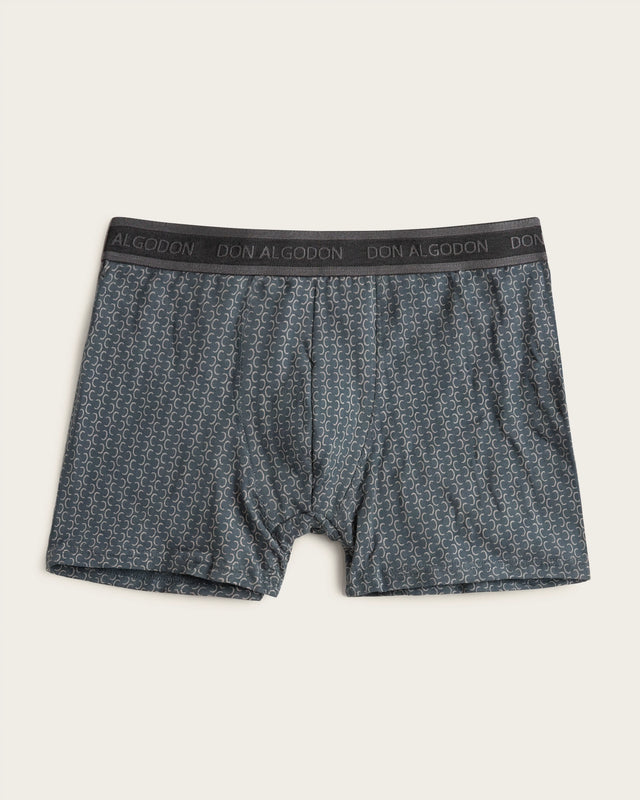 Geometric Half-Moon Print Boxer Briefs - Cotton - Black/Green