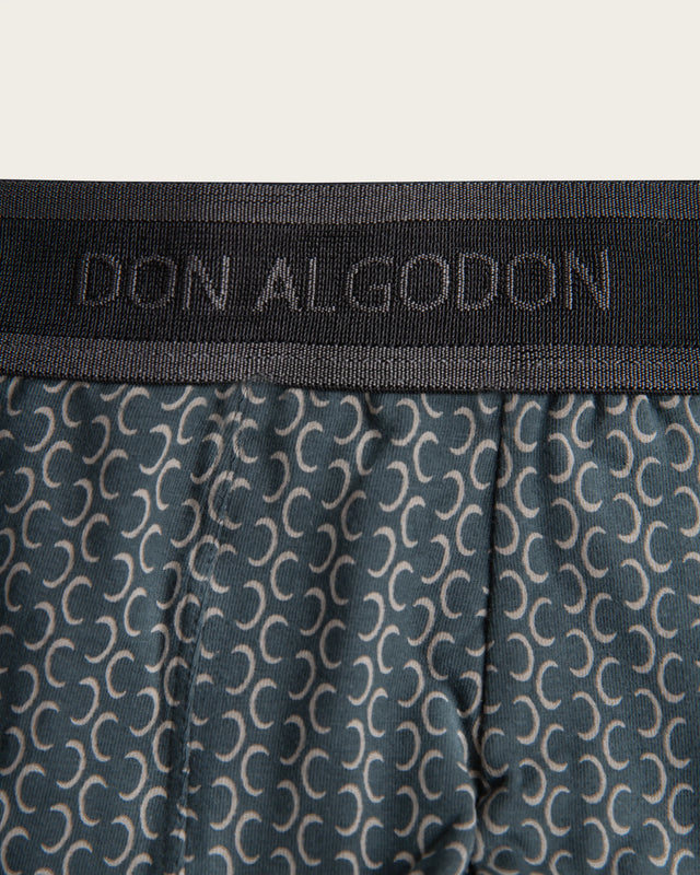 Geometric Half-Moon Print Boxer Briefs - Cotton - Black/Green