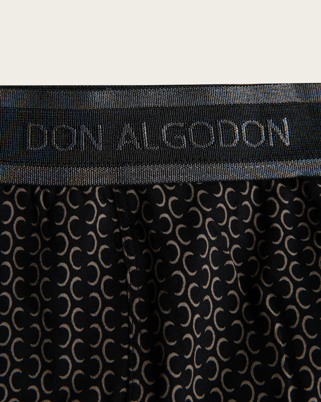 Men's Half-Moon Geometric Print Boxer Briefs - Cotton - Navy/Black