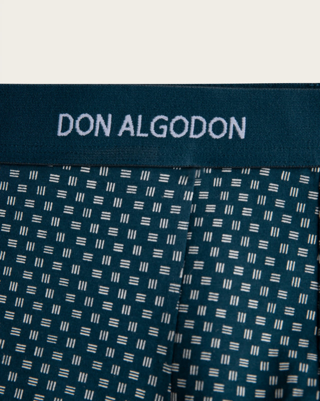Men's Geometric Mosaic Print Boxer Briefs - Cotton - Navy/Green