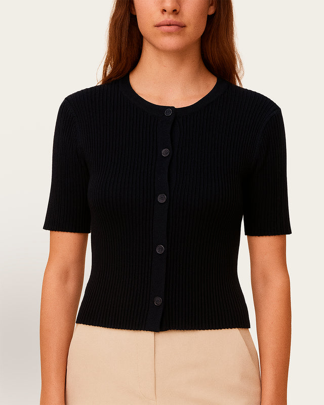 Top Cuello Caja Manga Corta - Algodón