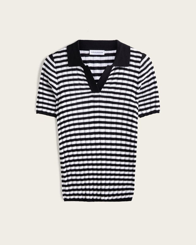 Top Polo Rayas Manga Corta - Algodón