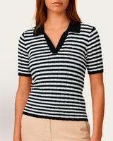 Top Polo Rayas Manga Corta - Algodón