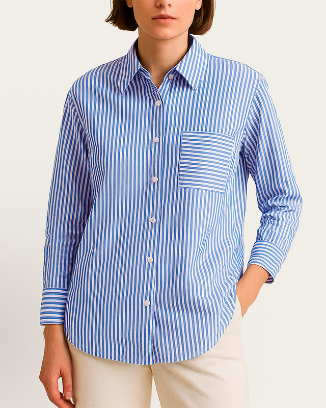 Camisa Rayas Manga Larga - Algodón